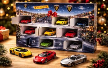 Calendrier avent automobile enfants avec miniatures Porsche, Ferrari et Lamborghini collection Hot Wheels