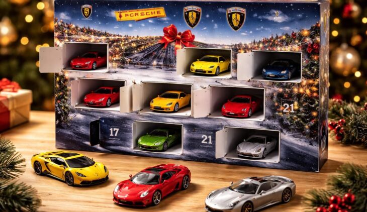 Calendrier avent automobile enfants avec miniatures Porsche, Ferrari et Lamborghini collection Hot Wheels