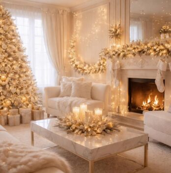 Créer une ambiance magique de Noël avec des guirlandes Noel Forever et du mobilier blanc scintillant