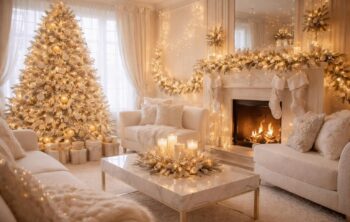Créer une ambiance magique de Noël avec des guirlandes Noel Forever et du mobilier blanc scintillant