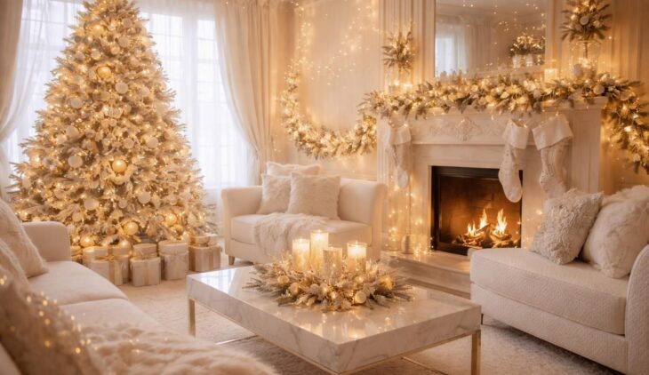 Créer une ambiance magique de Noël avec des guirlandes Noel Forever et du mobilier blanc scintillant