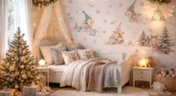 Décorer une chambre enfant féerique pour Noël avec stickers Lilipinso et luminaires Vertbaudet