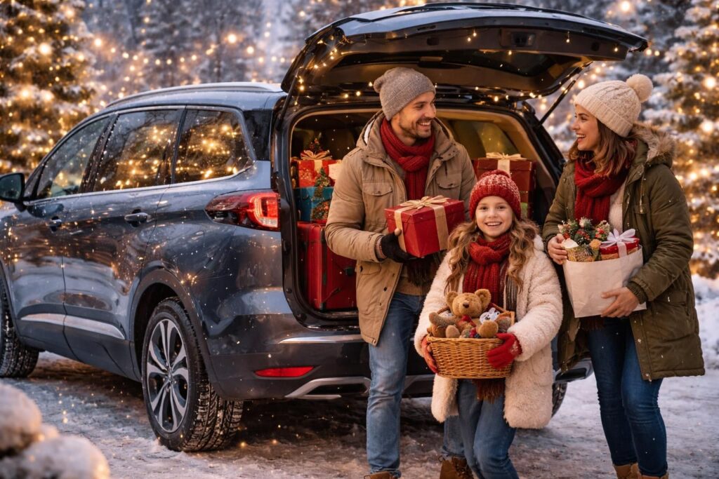 Les fêtes avec votre véhicule familial Renault Espace ou Peugeot 5008 spacieux