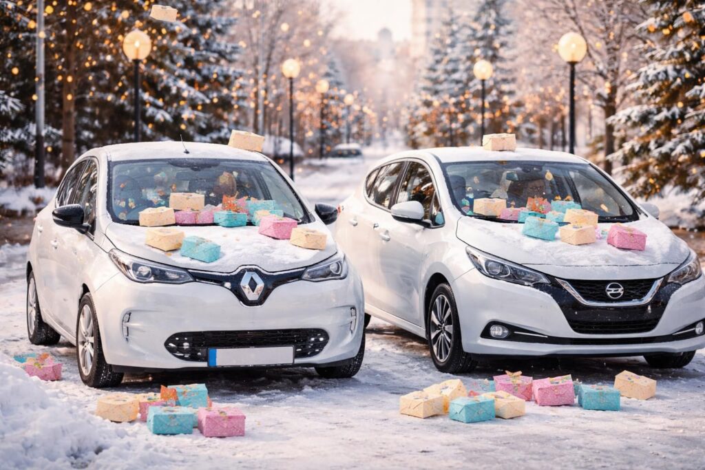 Les lettres magiques du Père Noël livrées en voiture électrique avec Renault Zoé et Nissan Leaf