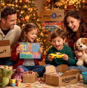 Offrir magie Noël enfants avec budget famille limité chez Jouets Toys R Us Amazon