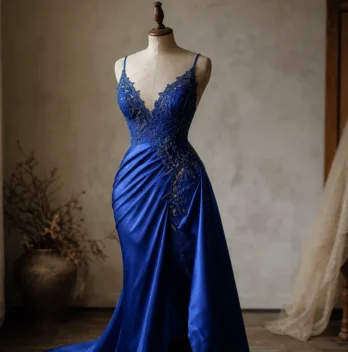 Robe de soirée bleu roi satinée : tendance 100% glamour